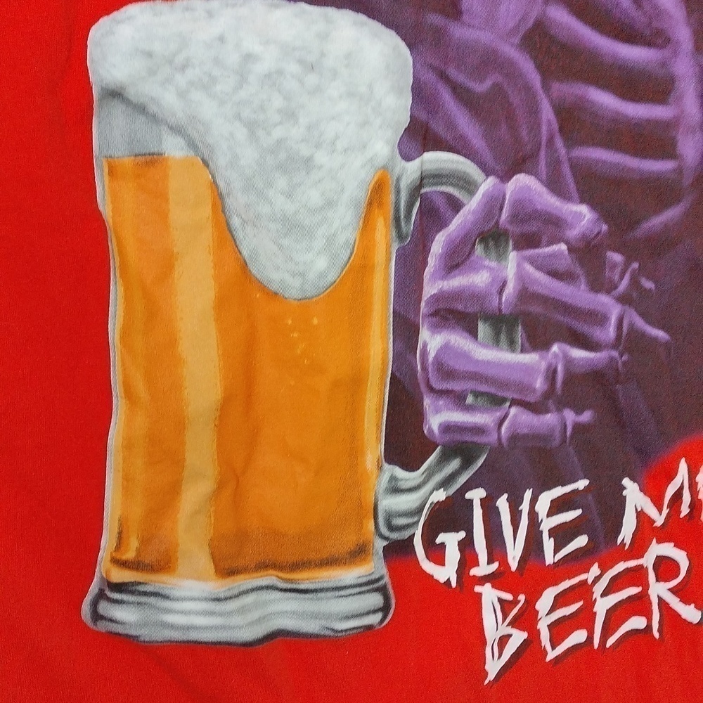 Halloween skull beer men's 2XL t shirt - Picture 4 of 8